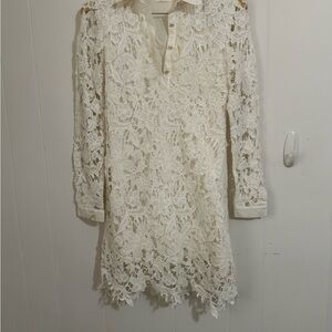 Maeve White Lace Long Sleeve Dress